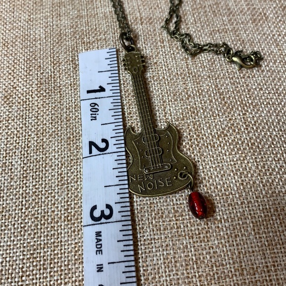 Music Band Guitar Vintage Red Glass Bead Necklace Handmade One of a kind - Picture 5 of 7
